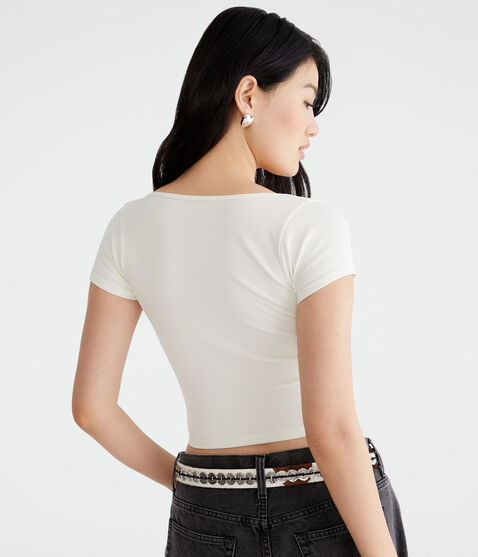 Buttery Soft Cropped Cinch-Front Tee Buttery Soft Cropped Cinch-Front Tee
