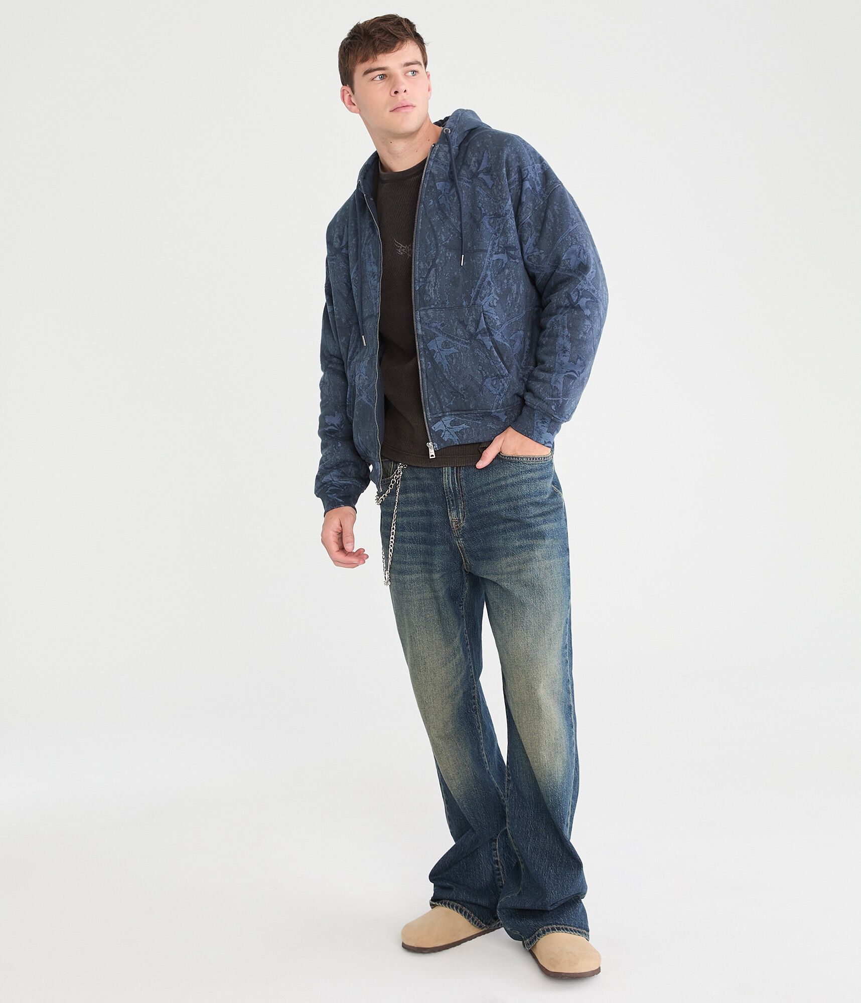 Cloud Soft Forest Camo Quilted Full-Zip Hoodie