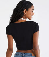 Buttoned Scoop-Neck Cardigan Tee