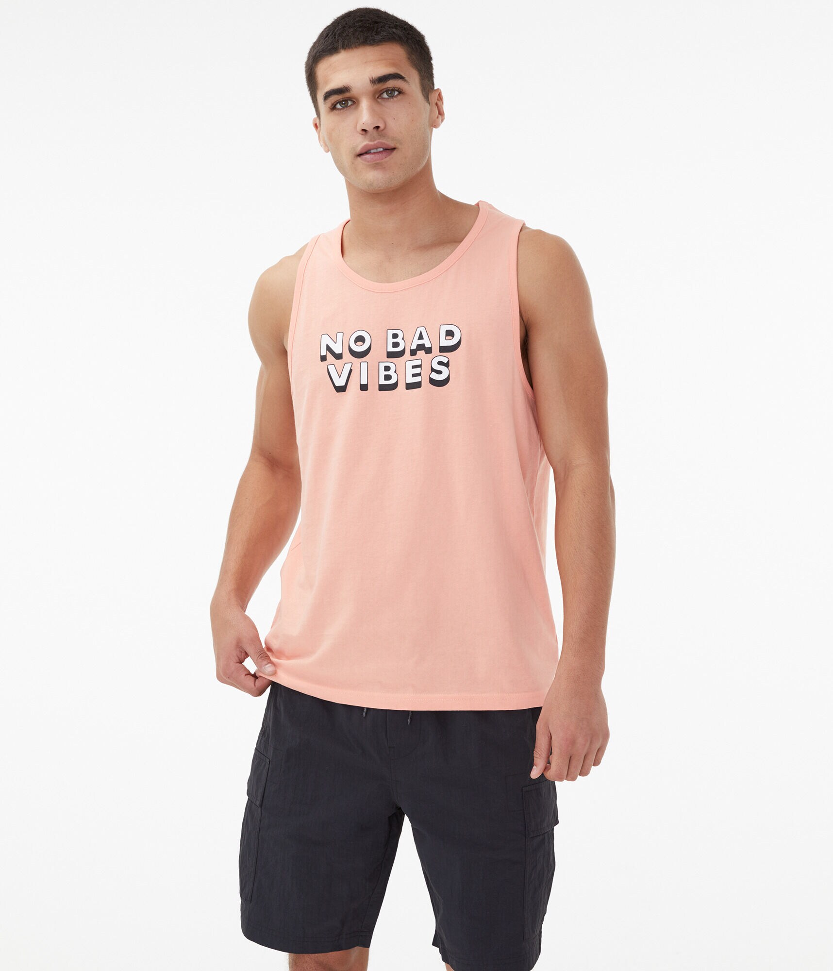 No Bad Vibes Graphic Muscle Tank
