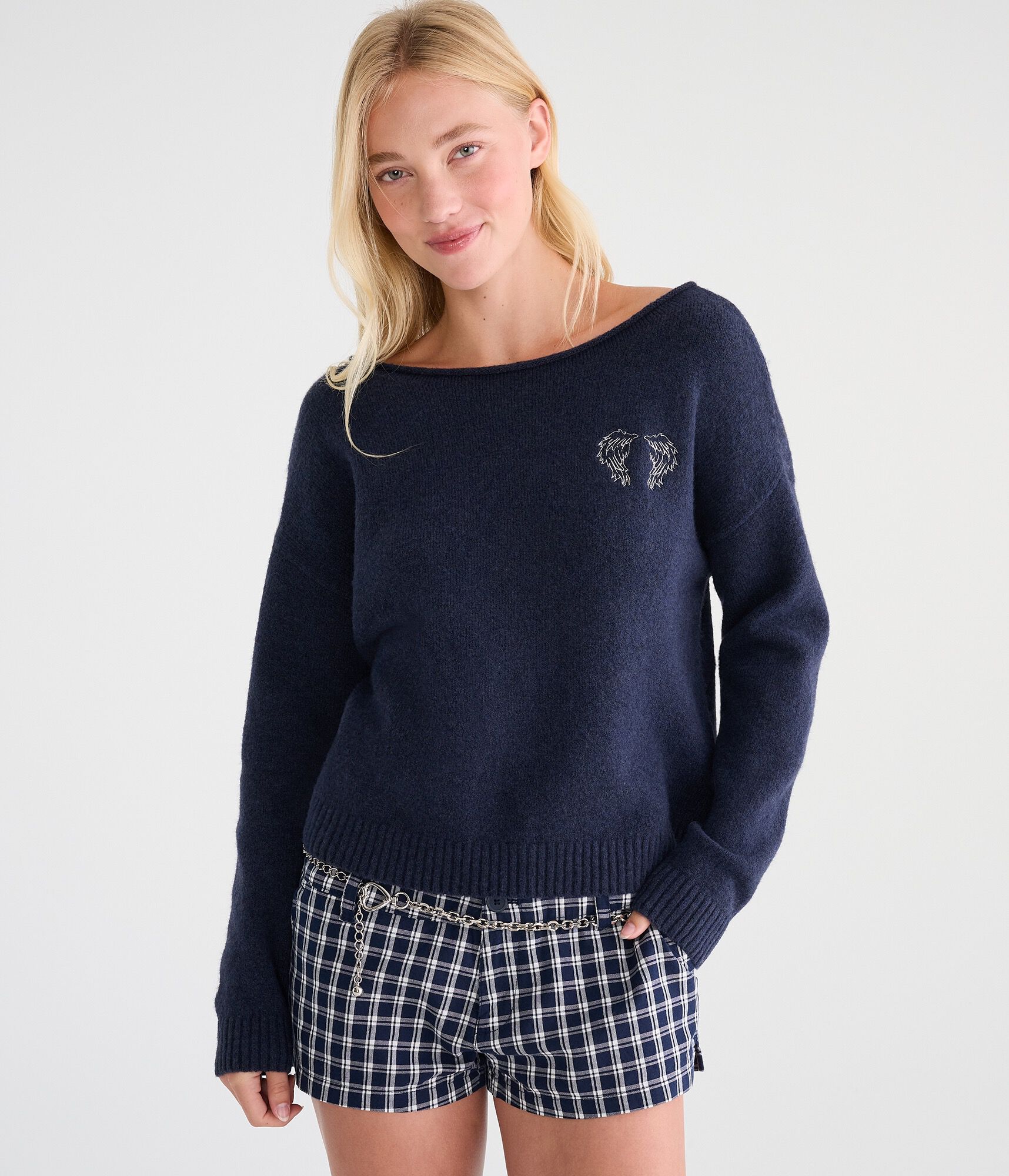 D&eacute;j&agrave; For Aero Angel Wings Boat-Neck Sweater