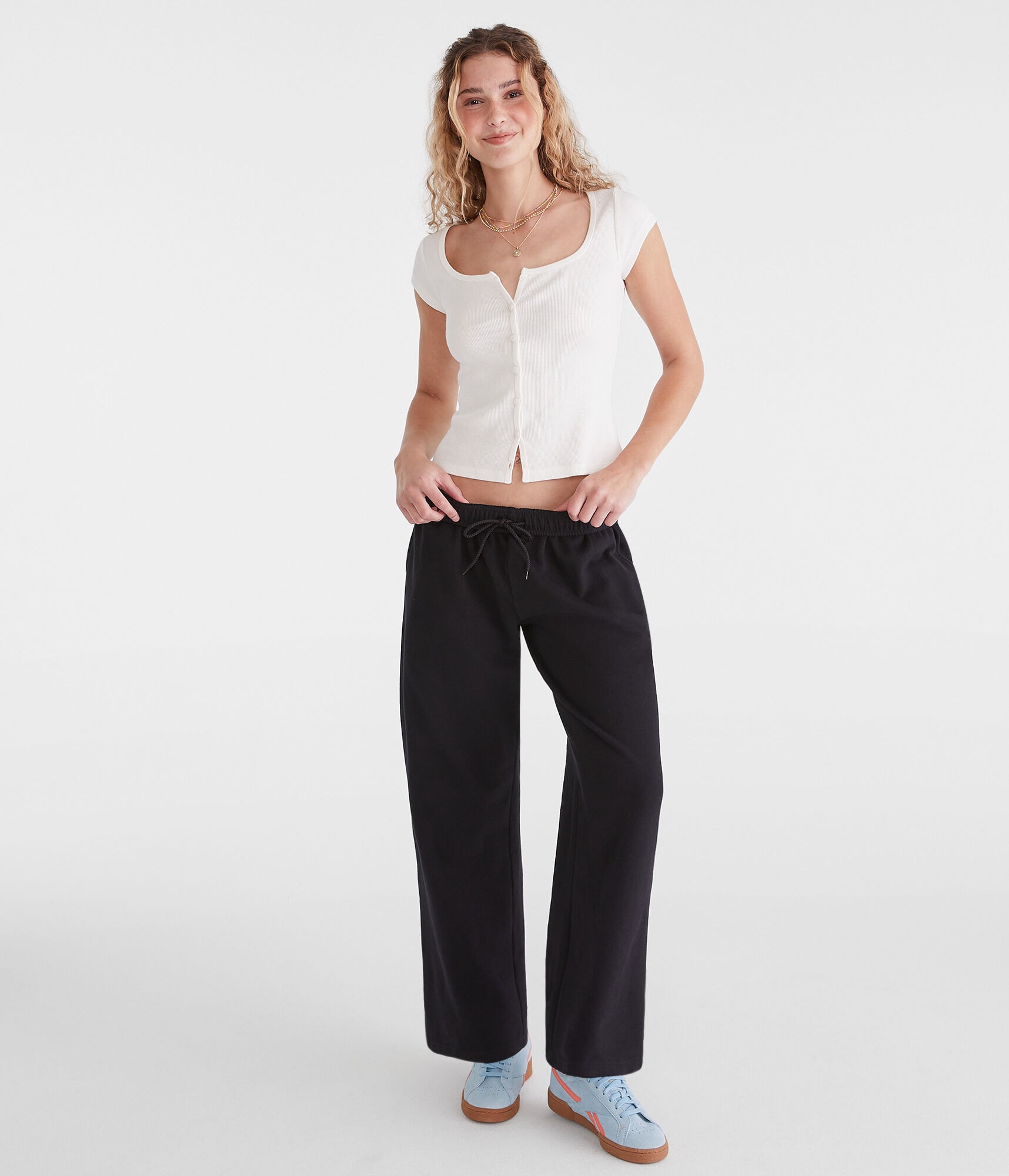 Mid-Rise Straight Leg Sweatpants