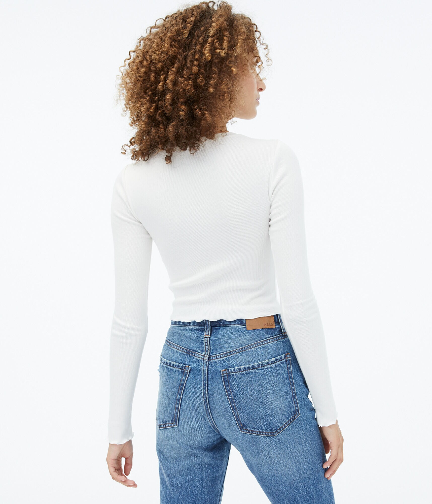 Long Sleeve Embroidered Sun Cropped Shrunken Tee