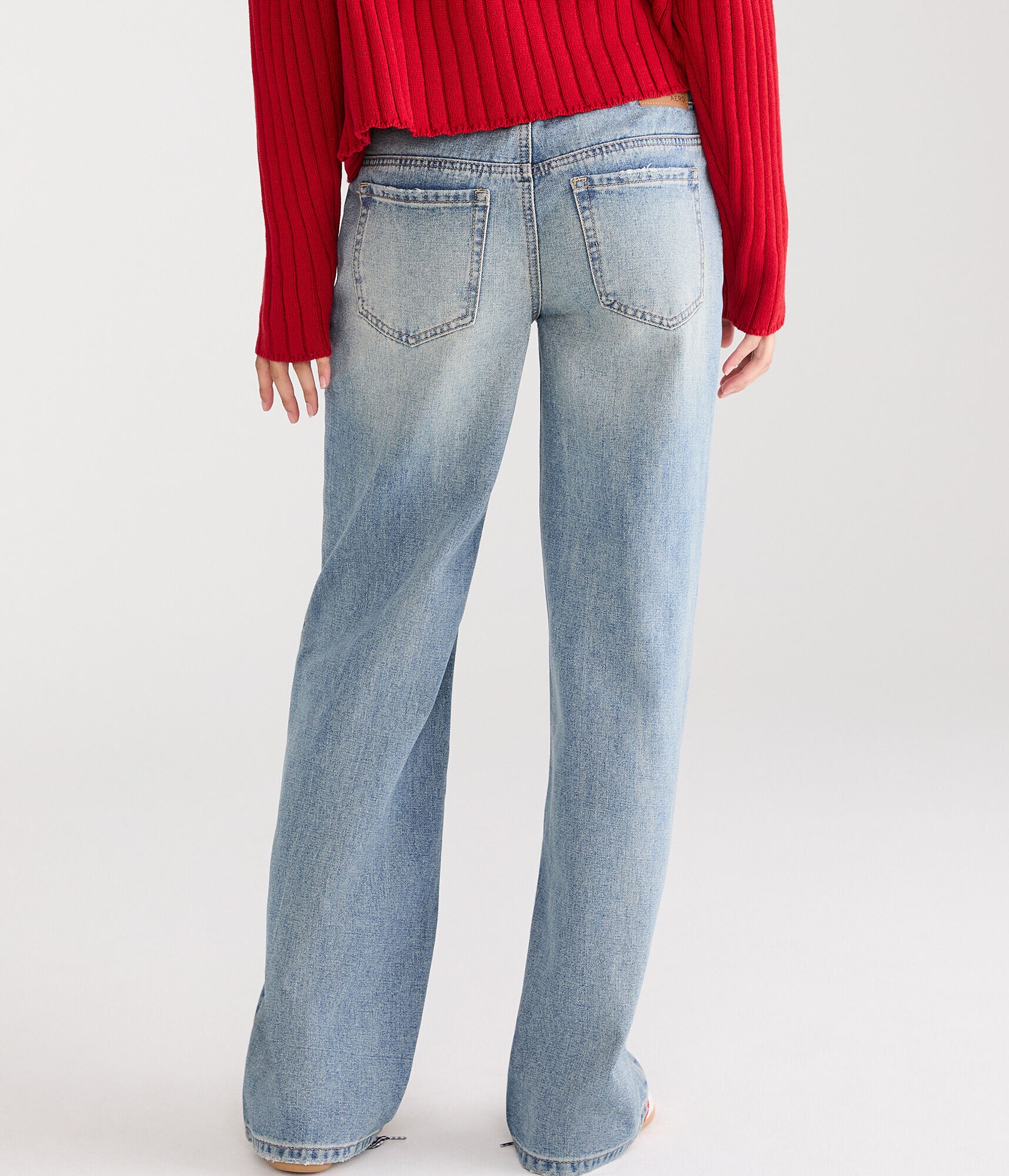 Low-Rise Baggy Wide Leg Rosette Jean