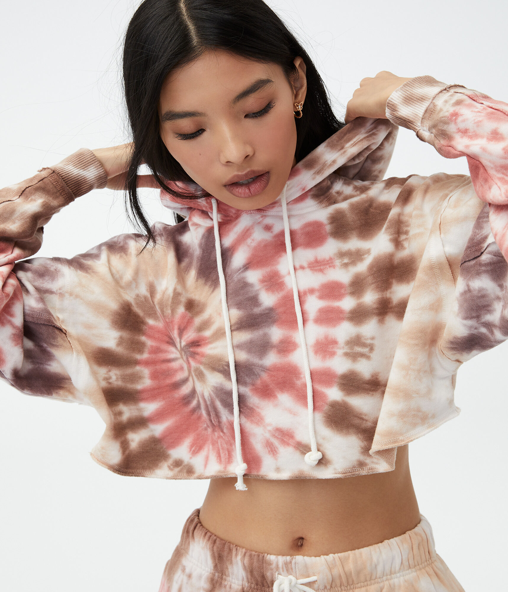 Tie-Dye Cropped Boyfriend Pullover Hoodie