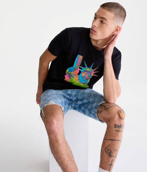 Neon Statue Of Liberty Graphic Tee Neon Statue Of Liberty Graphic Tee