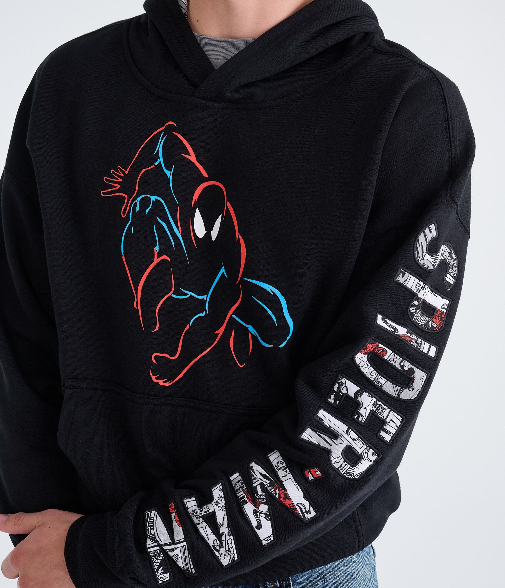 Marvel | A&eacute;ropostale Spider-Man Silhouette Boxy Pullover Hoodie