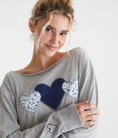 Long Sleeve Seriously Soft Hearts Off-The-Shoulder Tee