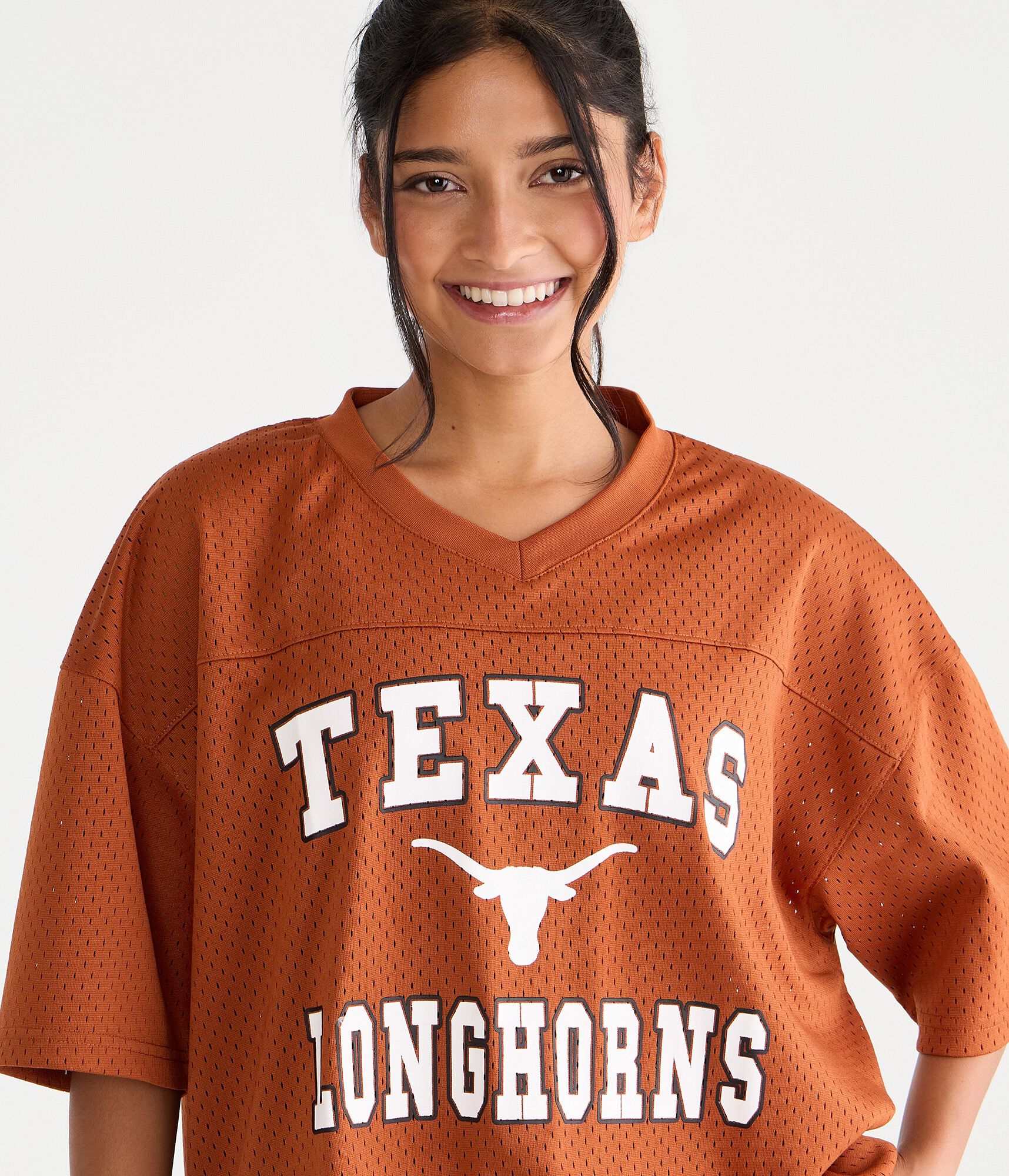 Texas Longhorns Boxy Mesh V-Neck Top