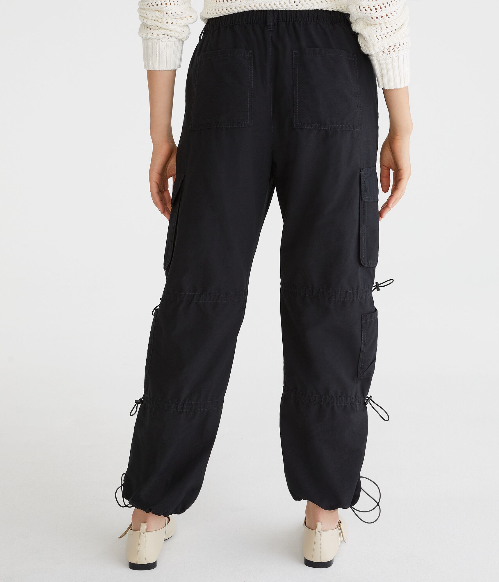 Mid-Rise Cargo Parachute Pants