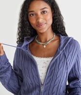 Hooded Full-Zip Cable Cardigan