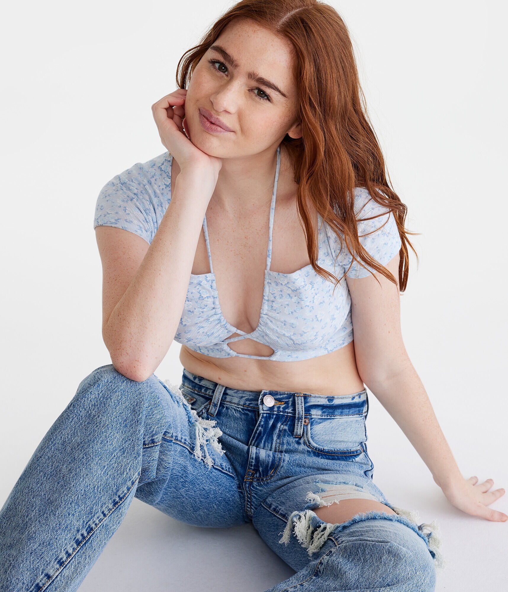 花卉67 Floral Cutout Convertible Crop Top