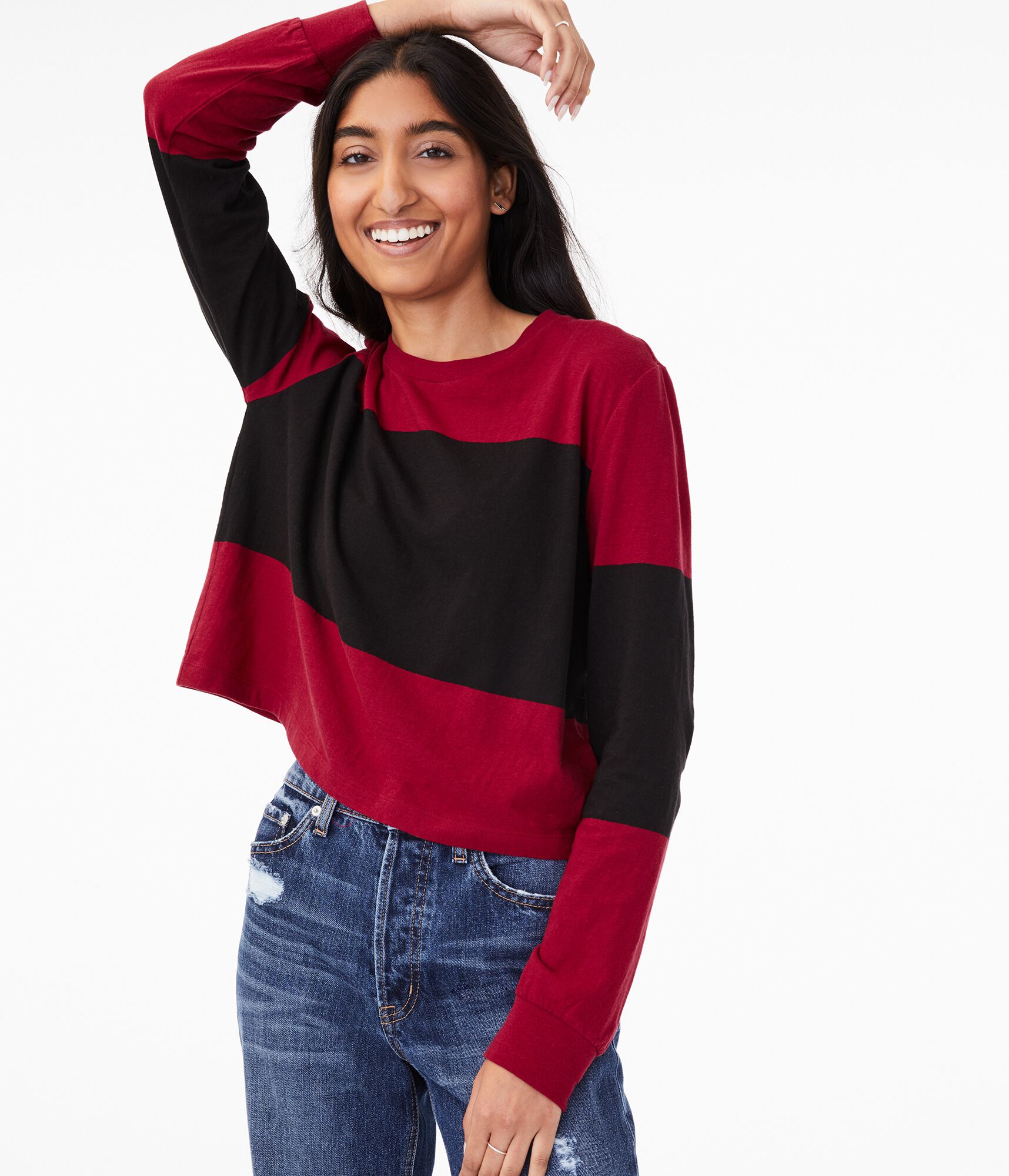 Long Sleeve Striped Tomboy Crew Tee