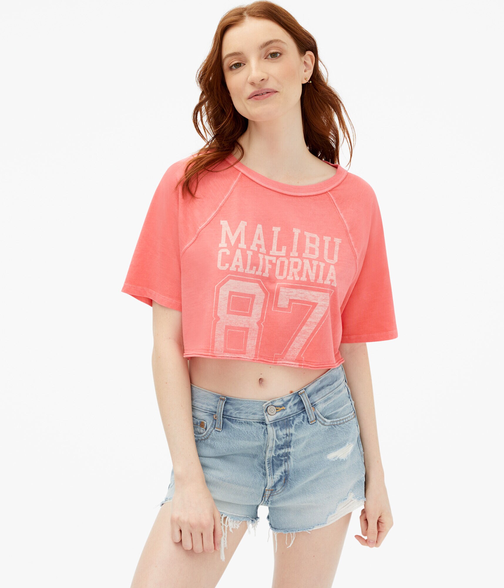 Malibu 87 Washed Cropped Graphic Tee