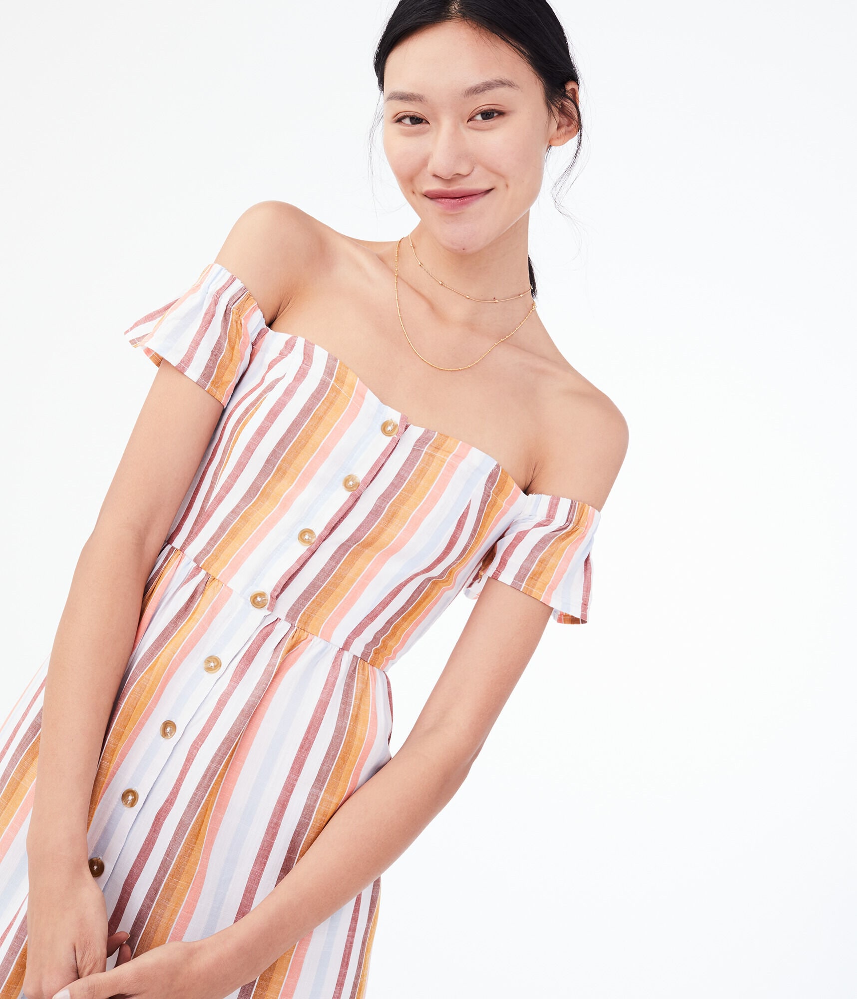 Striped Off-The-Shoulder Dress