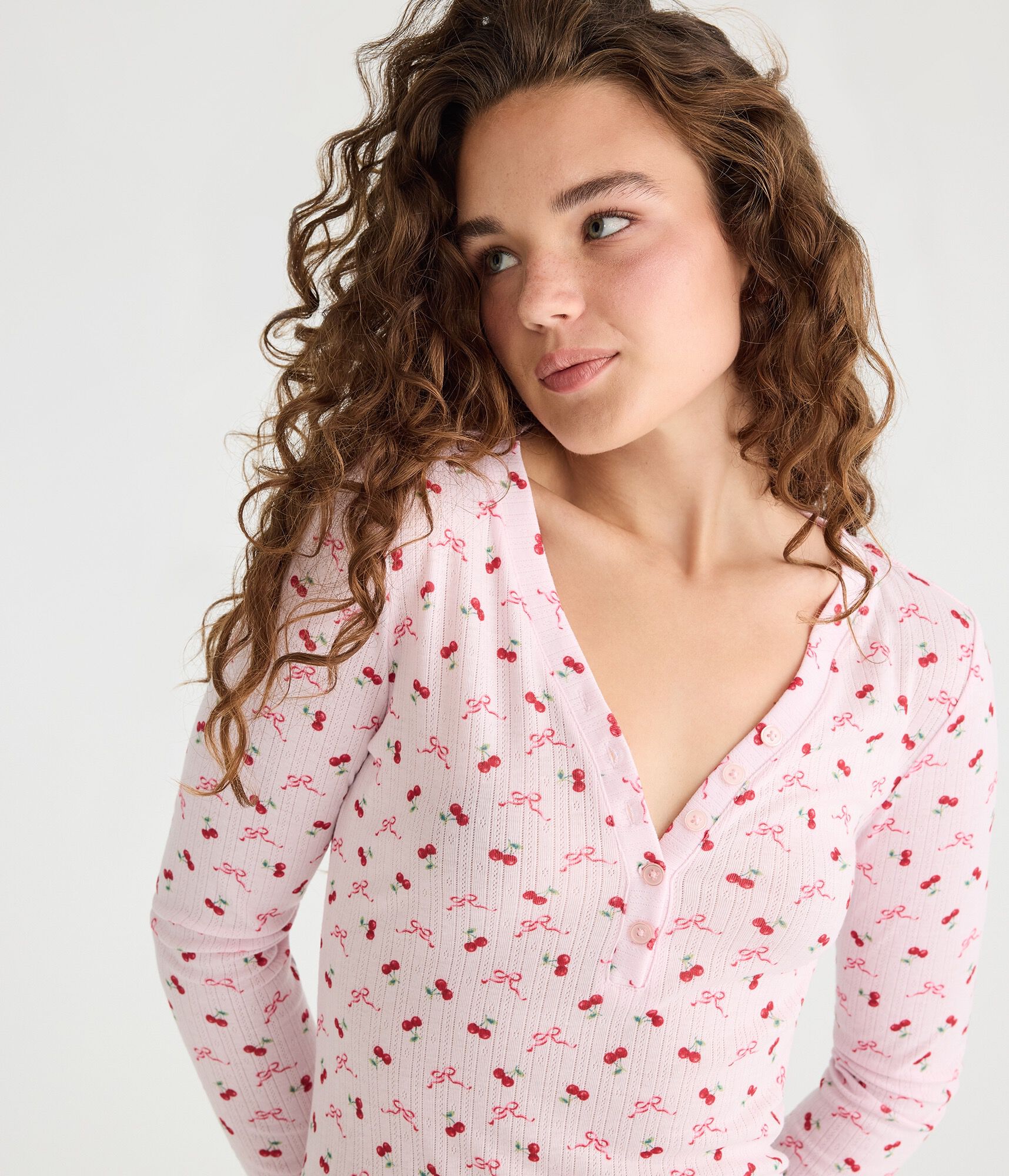 Long Sleeve Printed Pointelle Sleep Romper