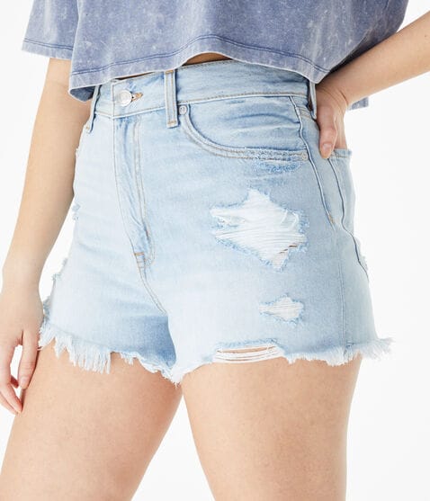 High-Rise Curvy Denim Shorty Shorts