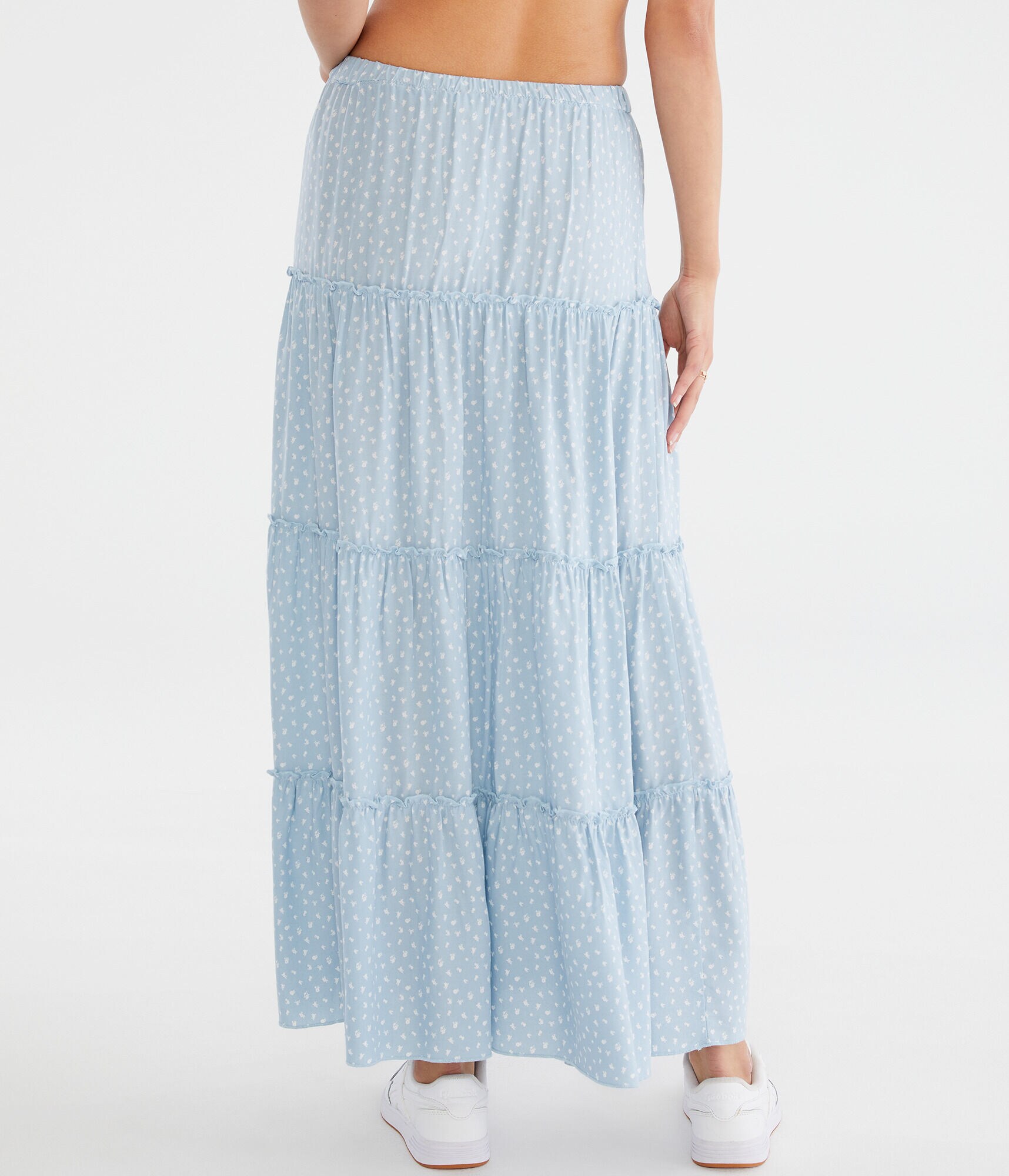 Floral Tiered High-Waisted Maxi Skirt