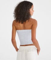 Washed Eyelet Cropped Tube Top