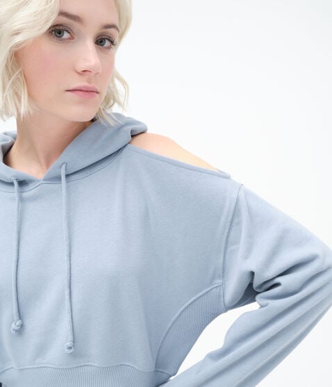 Cold-Shoulder Cropped Pullover Hoodie*** Cold-Shoulder Cropped Pullover Hoodie***