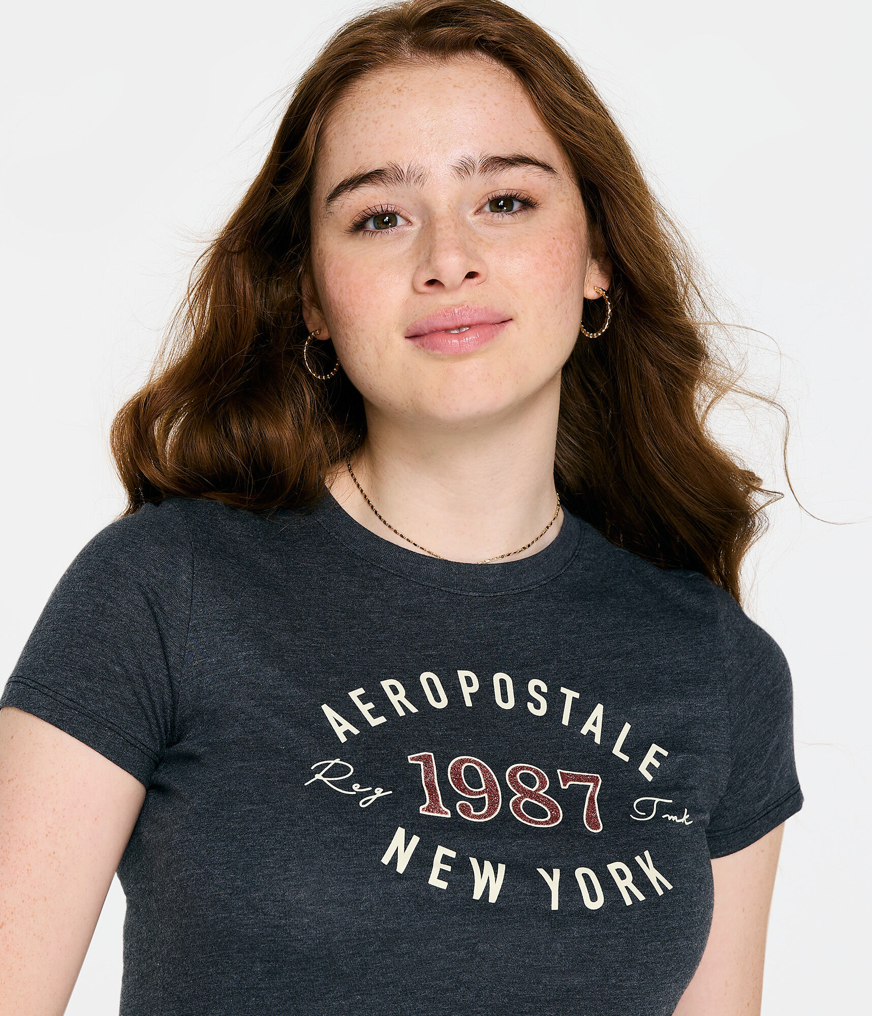 Aeropostale 1987 Arch Glitter Graphic Tee