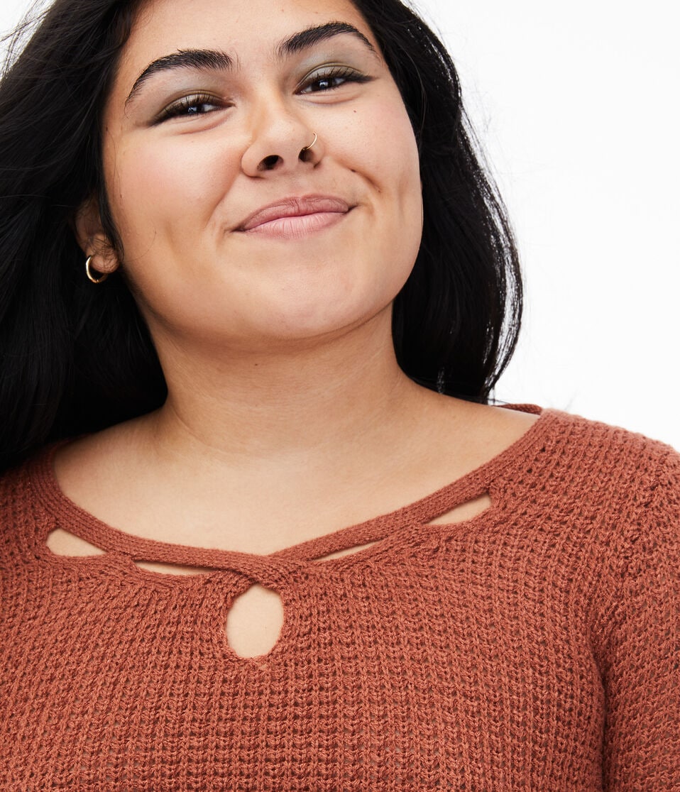 Crisscross Keyhole Sweater