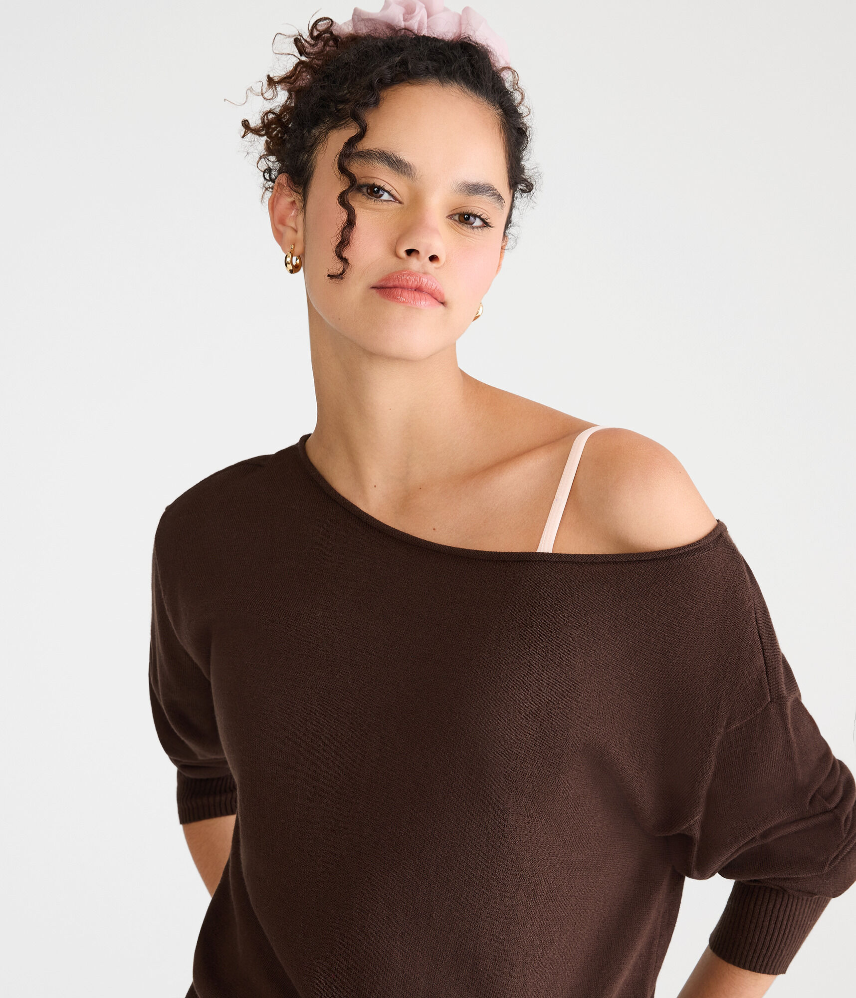 Slouchy Slash-Neck Sweater
