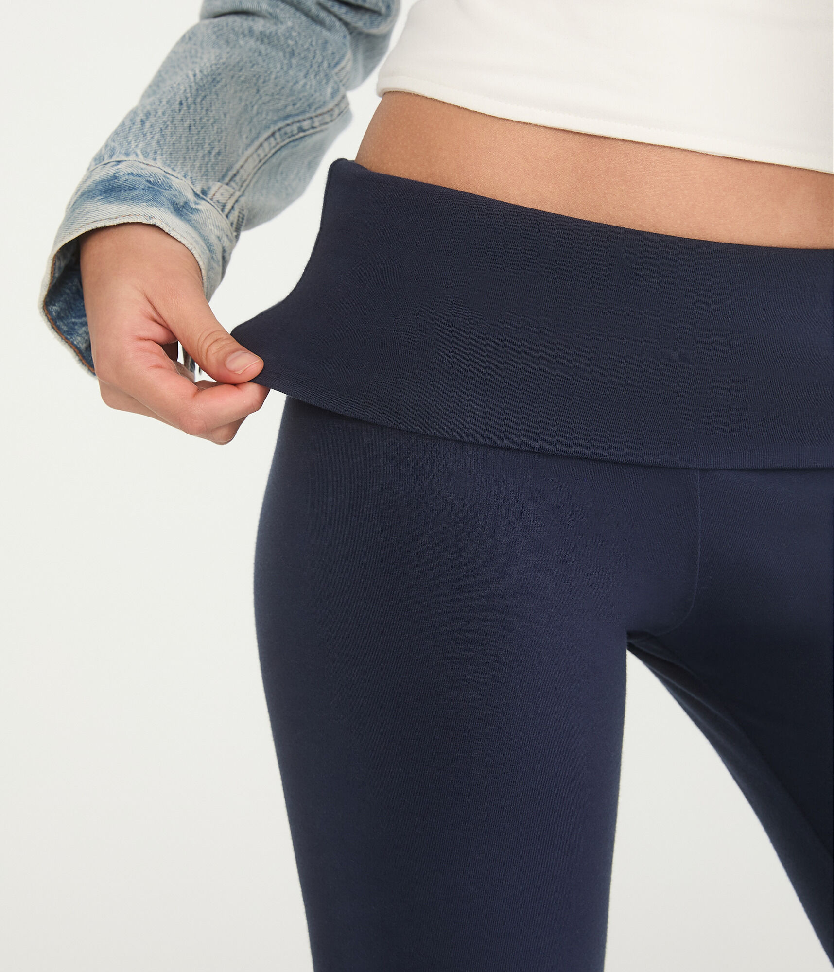 Mid-Rise Fold-Over Bootcut Pants