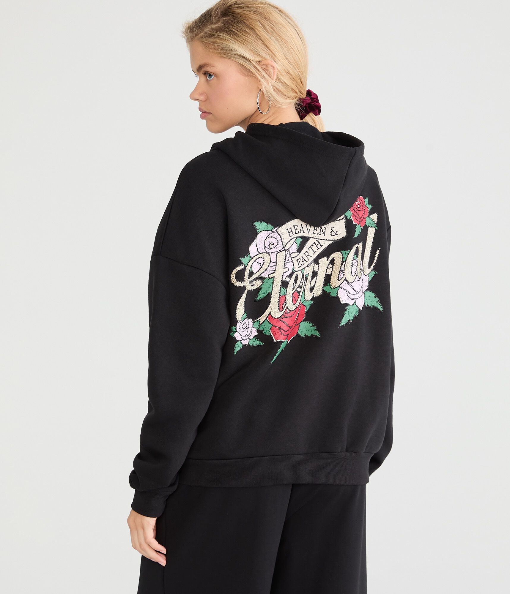 Cloud Soft Tattoo Roses Pullover Hoodie