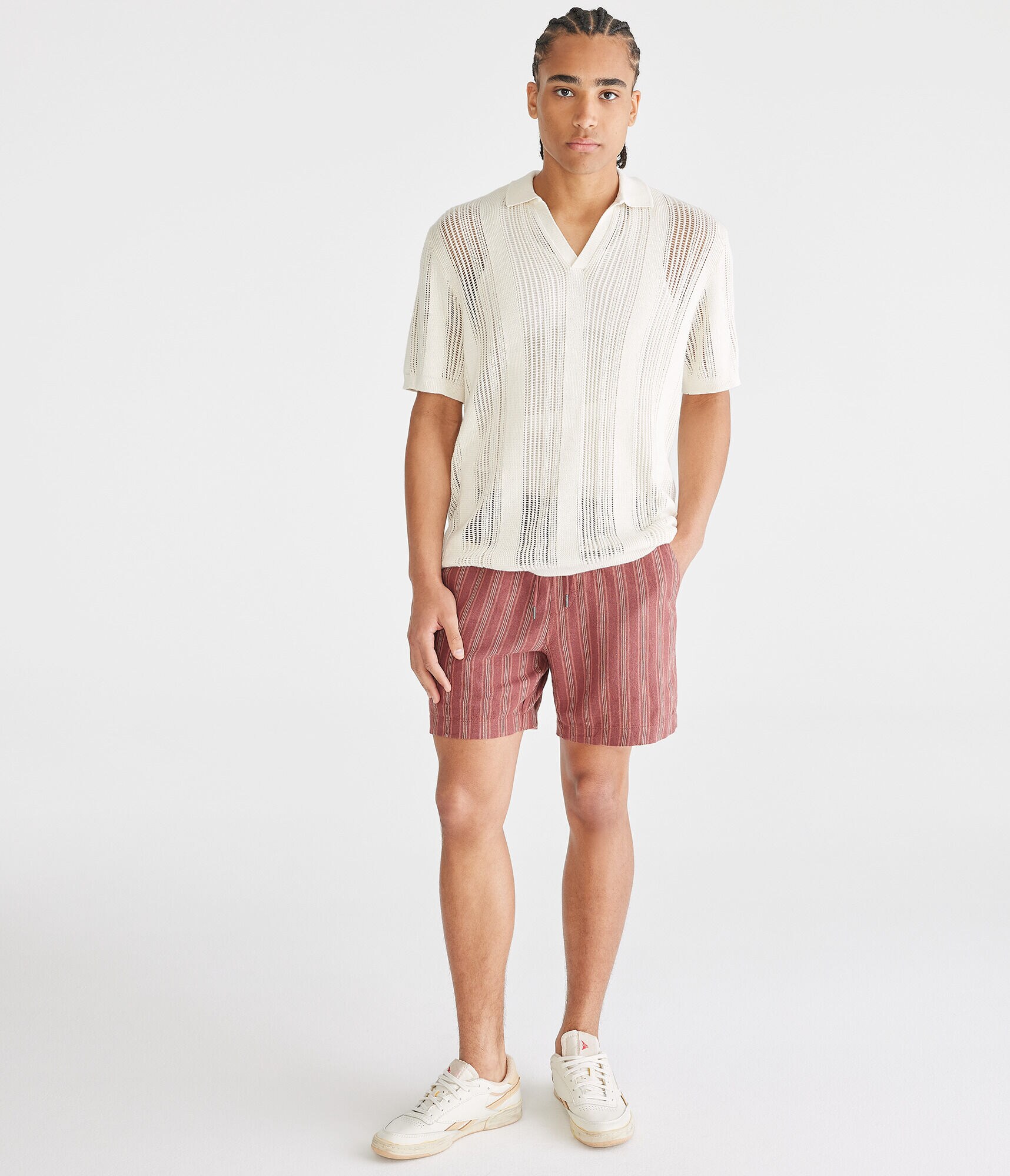 Striped Linen Jogger Shorts 6.5"