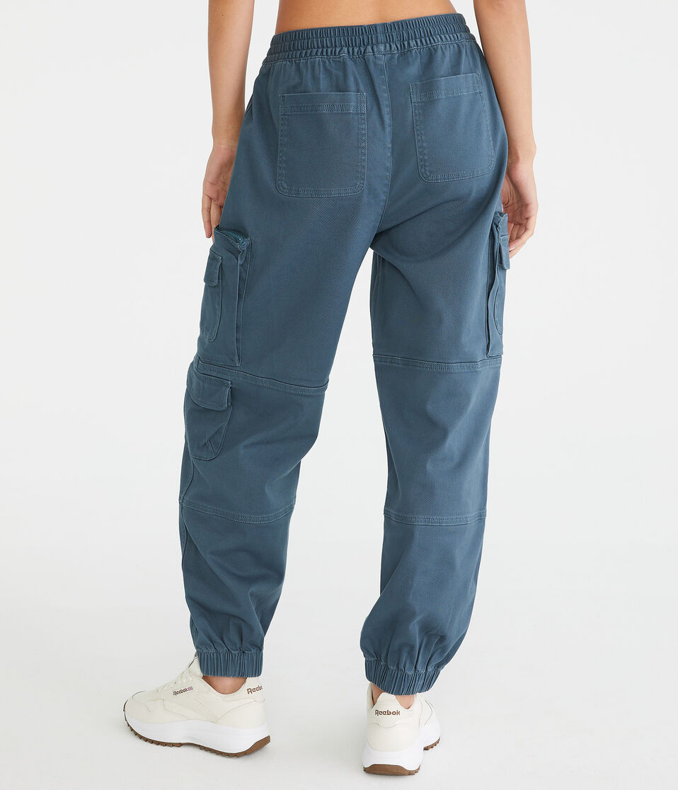 High-Waisted Twill Cargo Joggers1