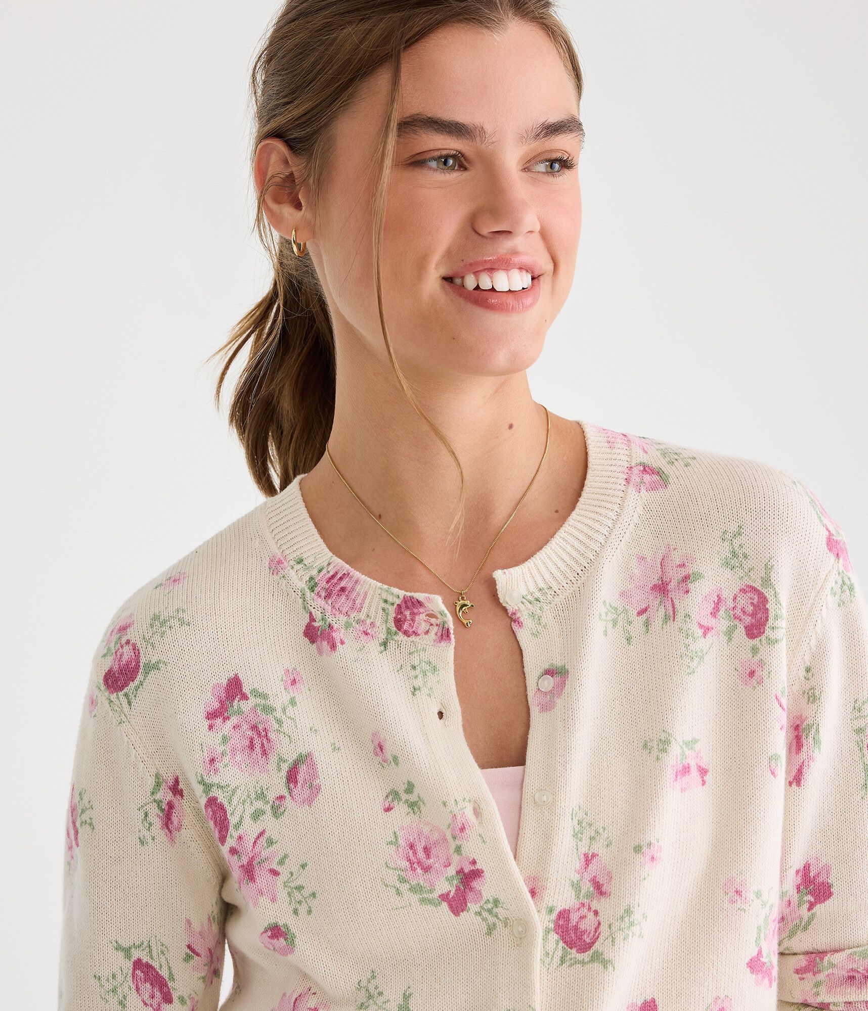 Floral Crew Cardigan