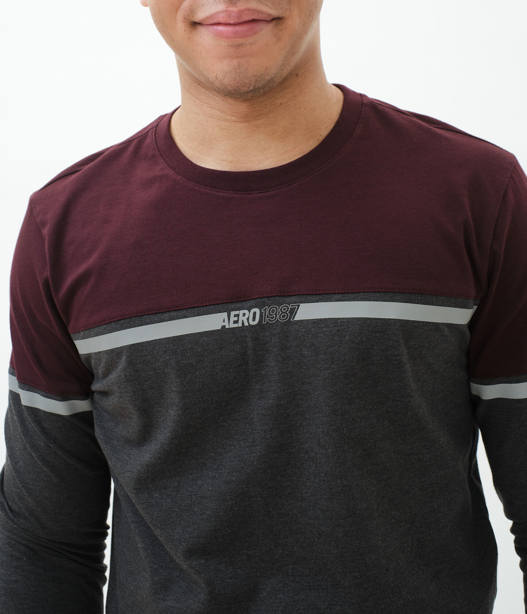 Long Sleeve Aero 1987 Colorblocked Stretch Graphic Tee