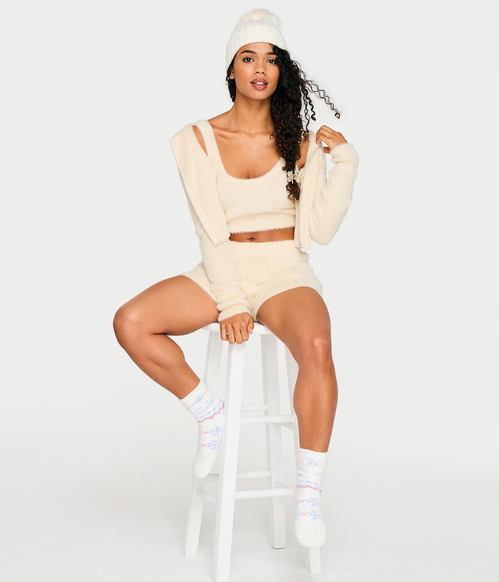 Fuzzy Cropped Scoop-Neck Tank