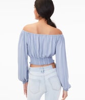 Long Sleeve Striped Off-The-Shoulder Crop Top
