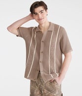 Pointelle Stripe Sweater Shirt