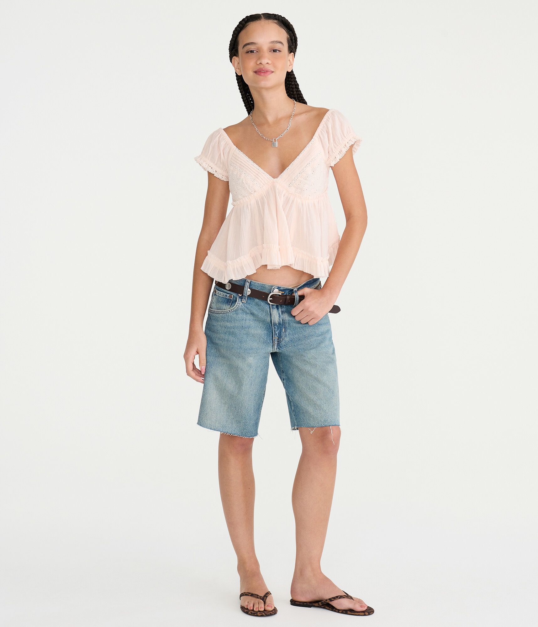 Gauzy Pleated Babydoll Top