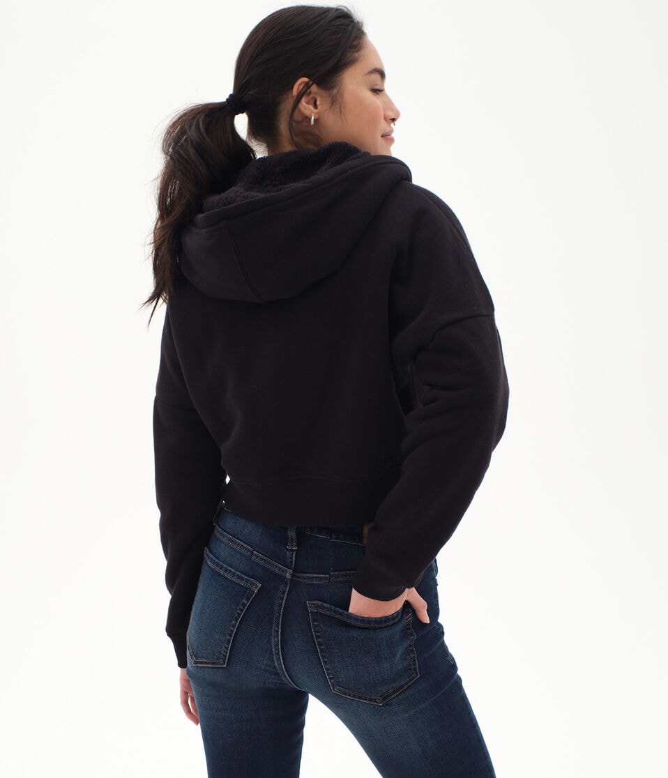 Faux Fur-Lined Full-Zip Hoodie