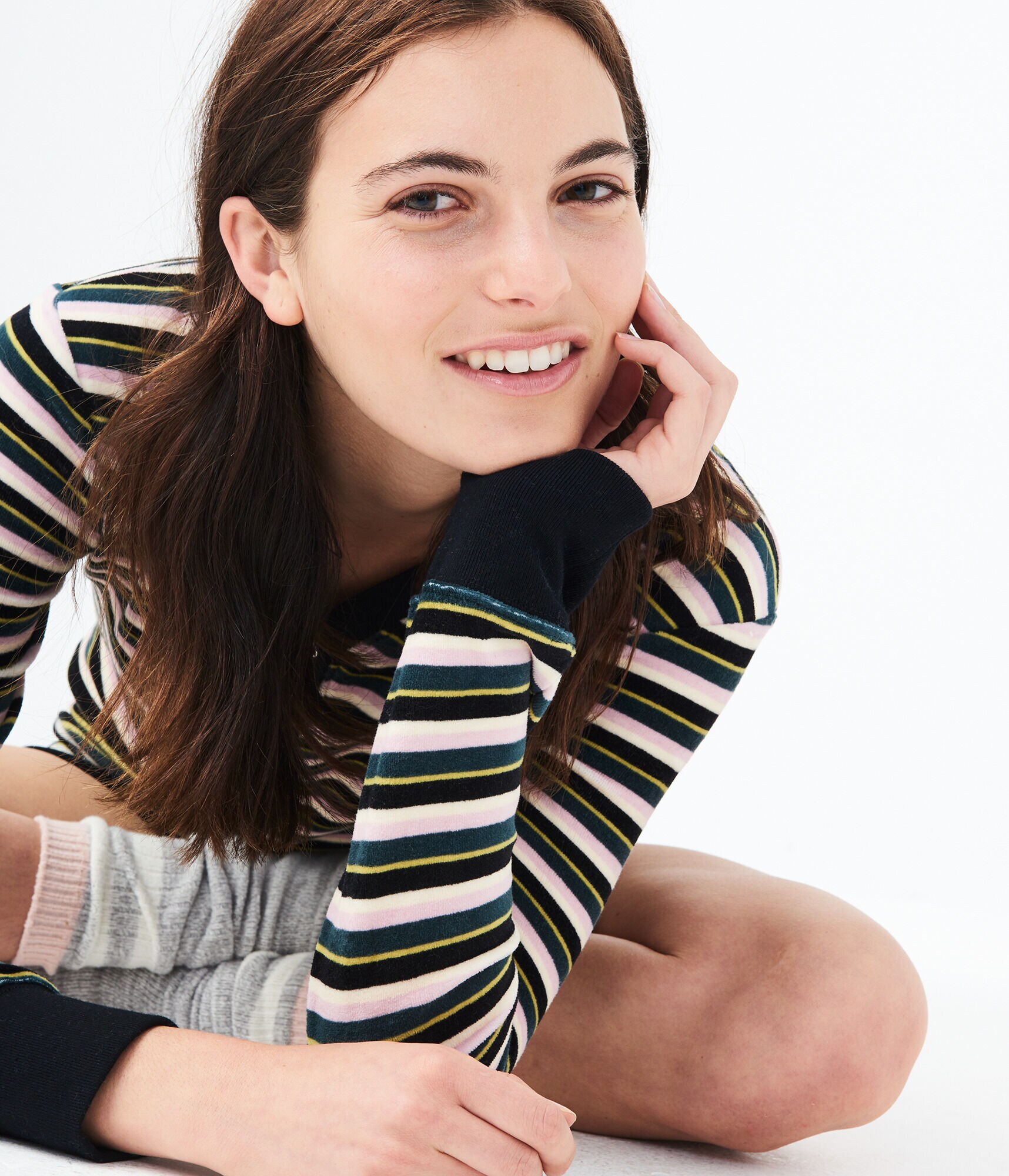 LLD Long Sleeve Striped Sleep Romper