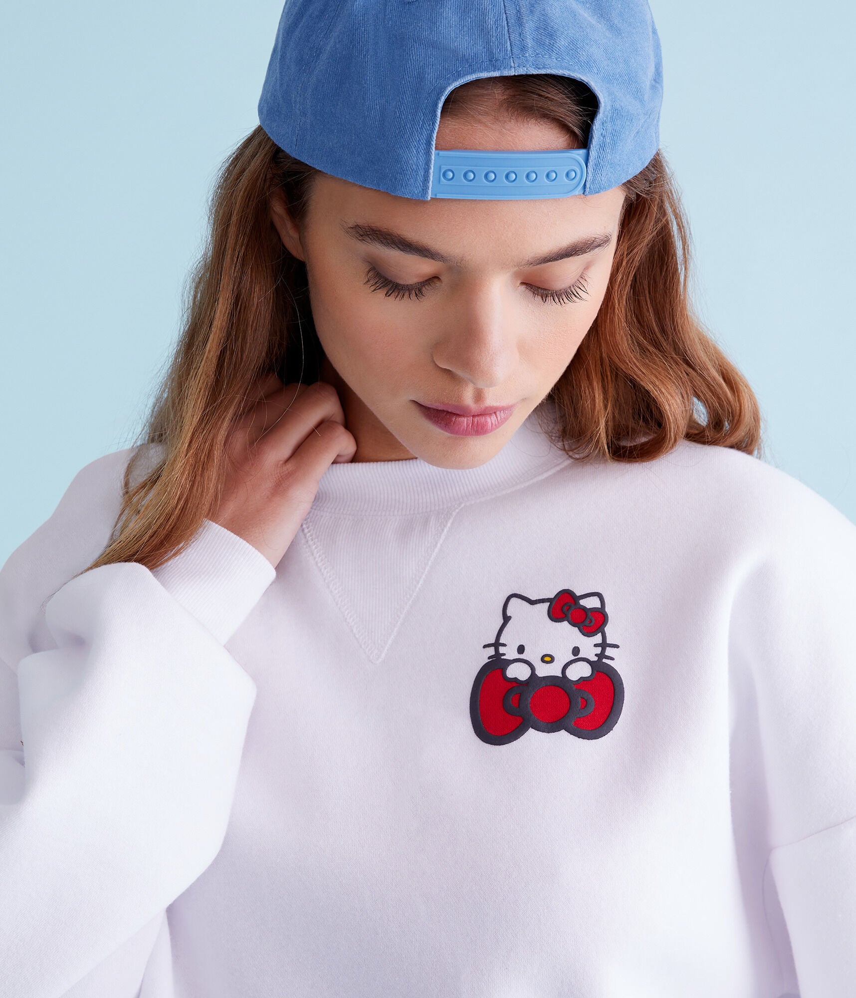 Hello Kitty Face Cropped Crew Sweatshirt