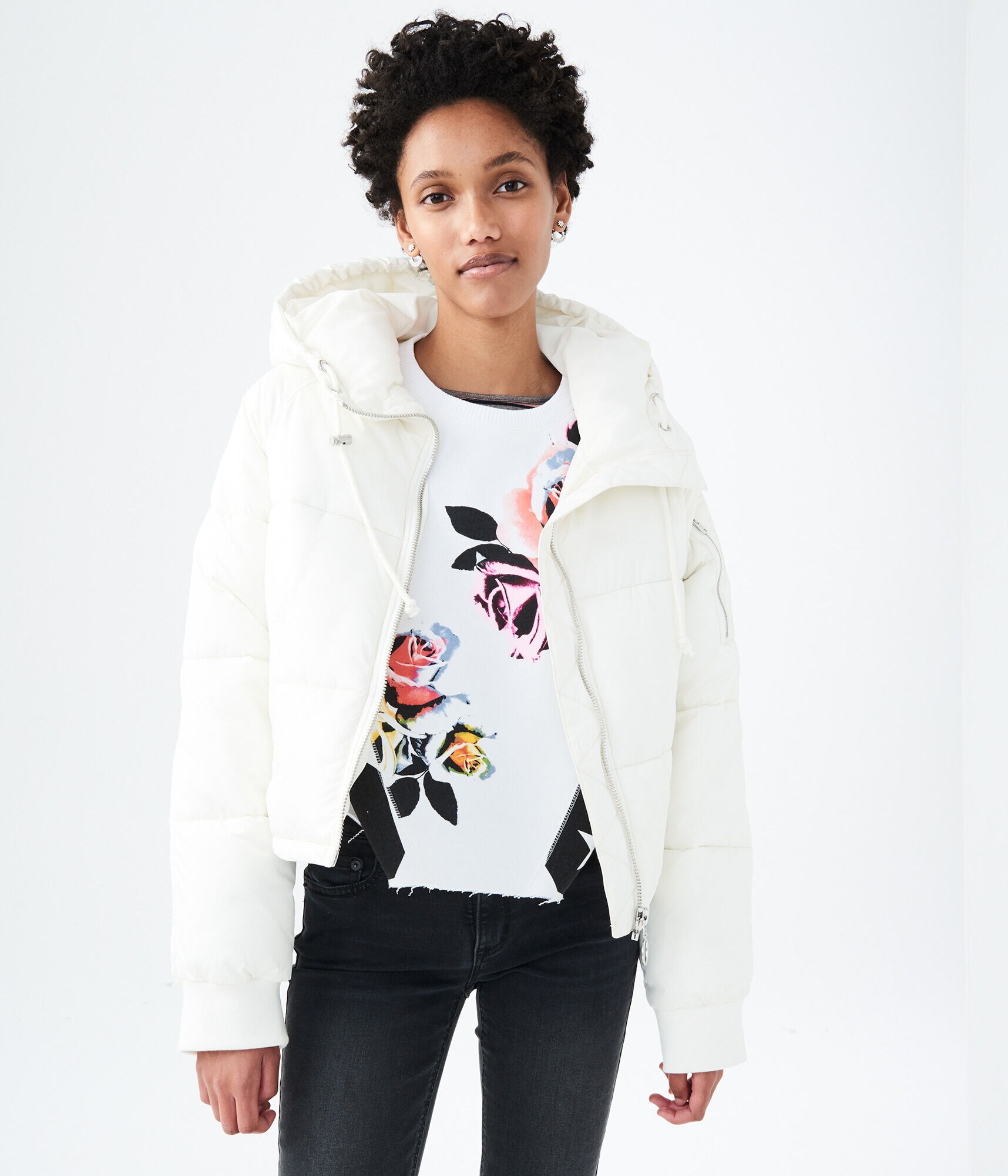 Solid Oversized Puffer Jacket