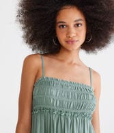 Solid Square-Neck Tiered Mini Dress