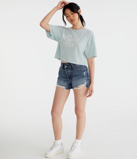 Cape Cod Tennis Cropped Boyfriend Graphic Tee