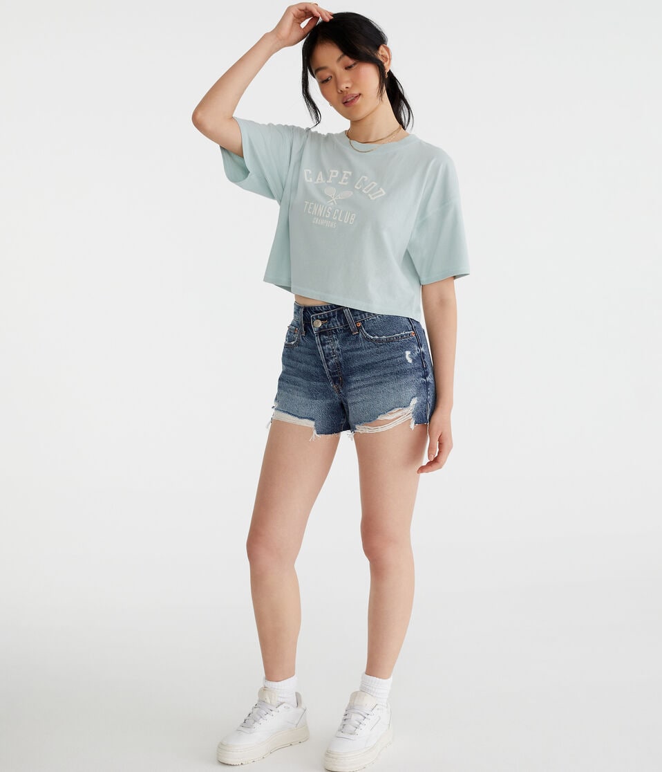 Cape Cod Tennis Cropped Boyfriend Graphic Tee