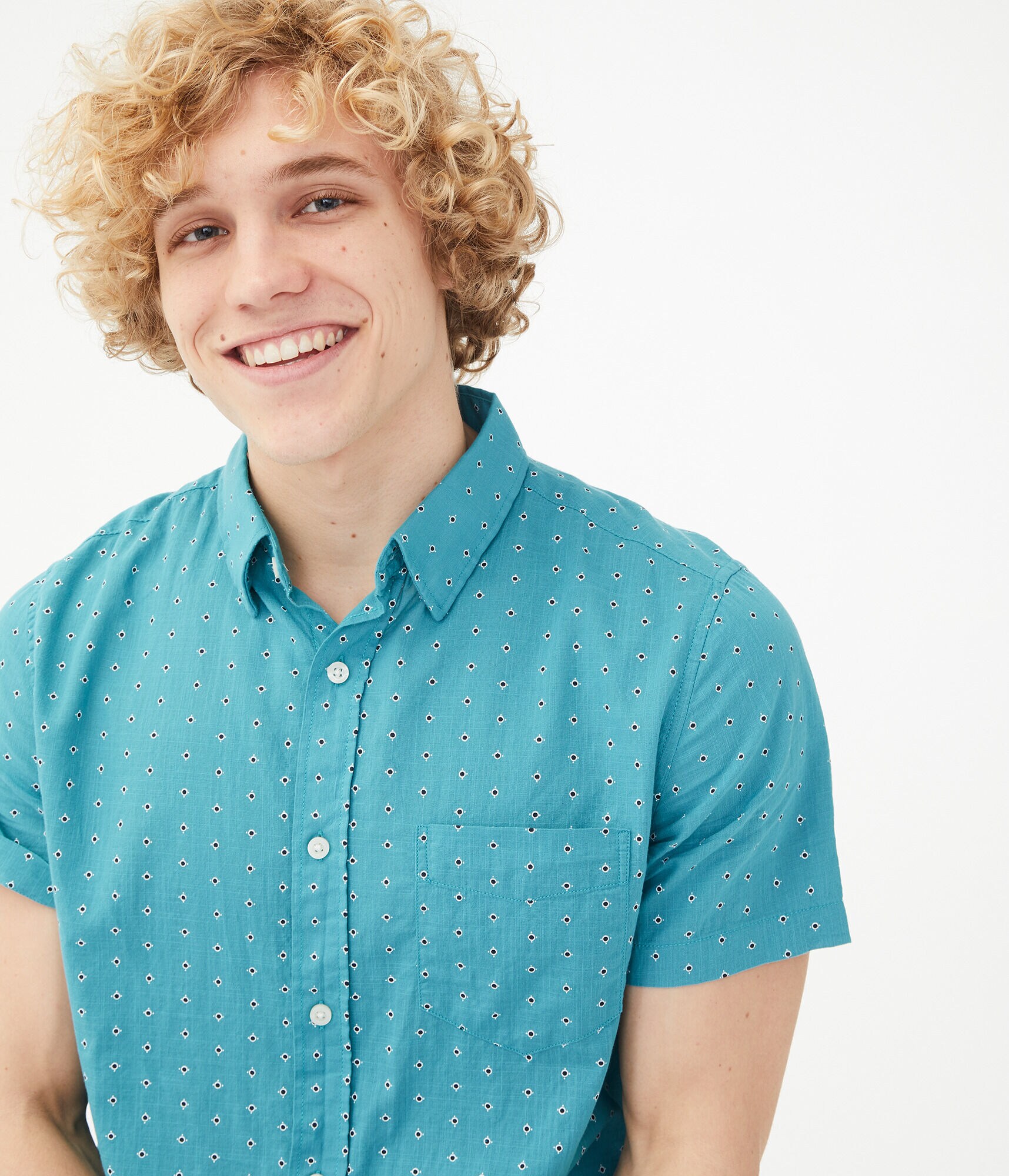 Geo Print Button-Down Shirt