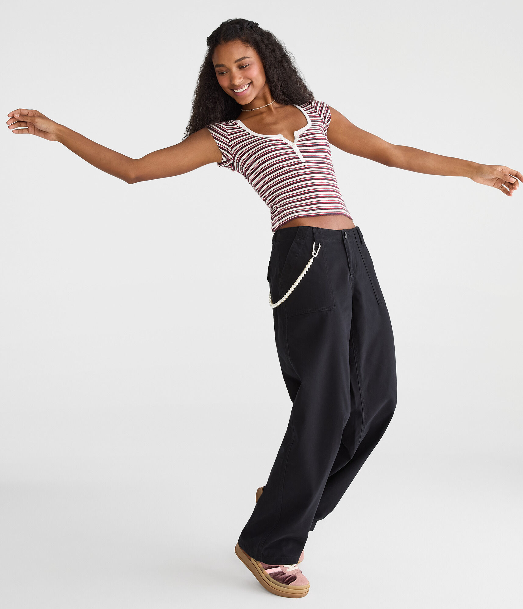 Low-Rise Straight Leg Pants