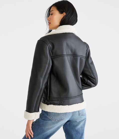 Faux Leather Shearling Moto Jacket Faux Leather Shearling Moto Jacket