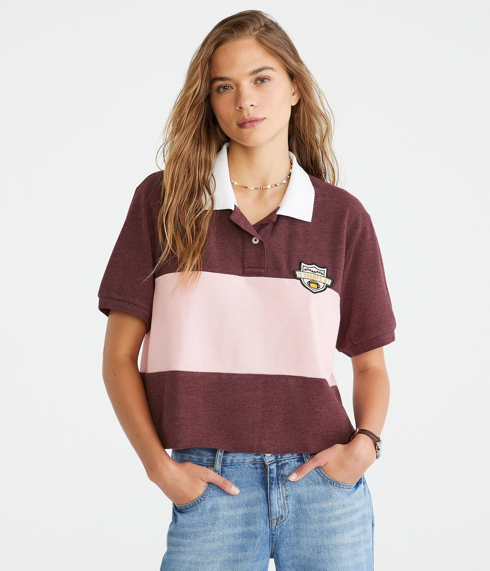 Rugby Stripe Patch Piqu&eacute; Polo