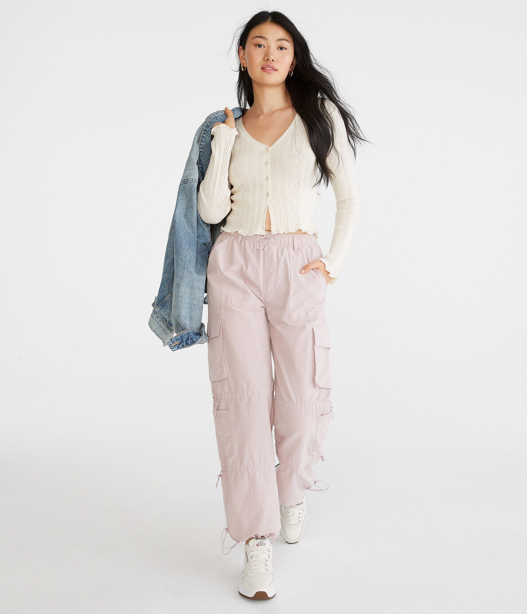 Mid-Rise Cargo Parachute Pants