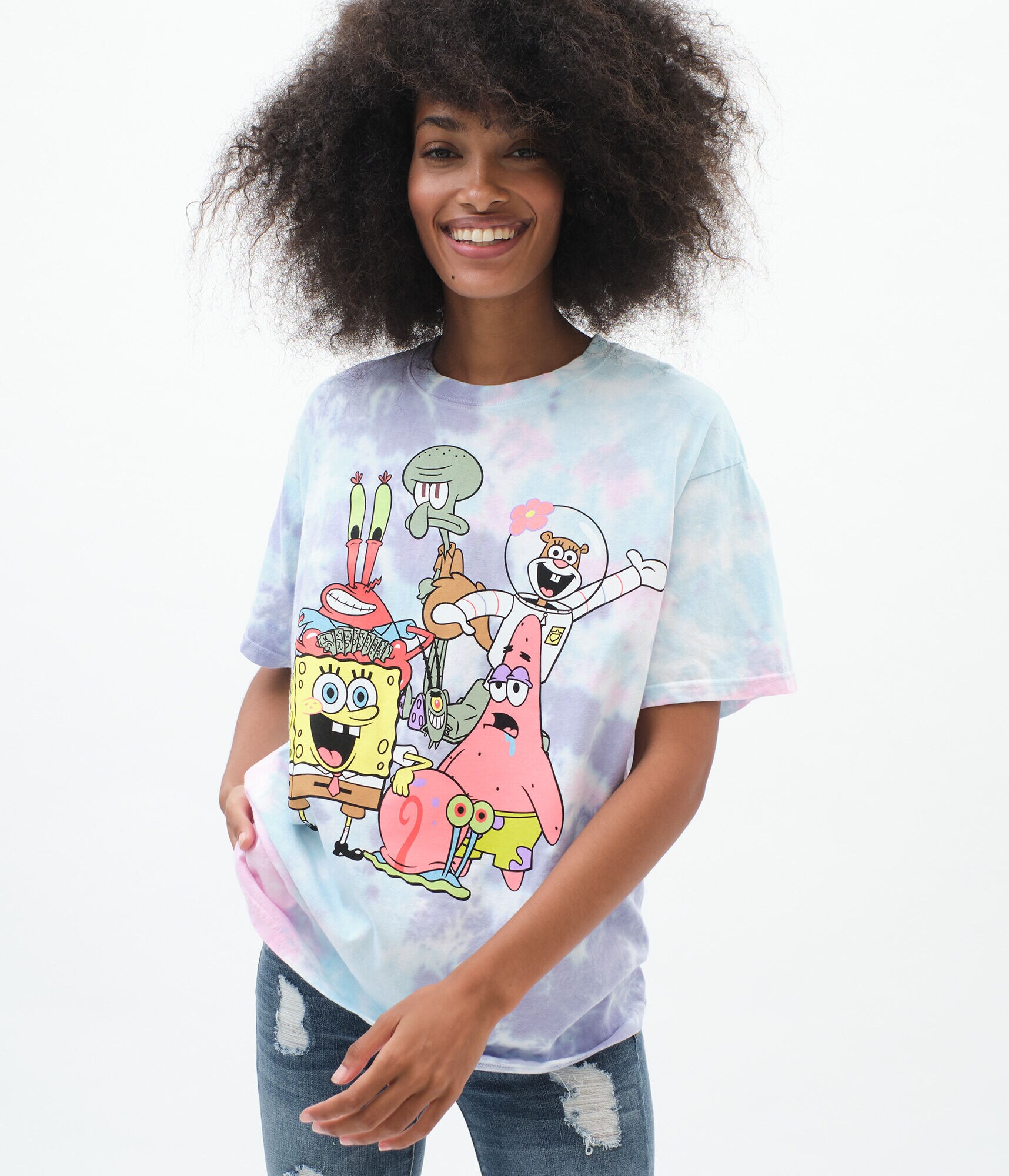 SpongeBob's Crew Tie-Dye Boyfriend Graphic Tee***